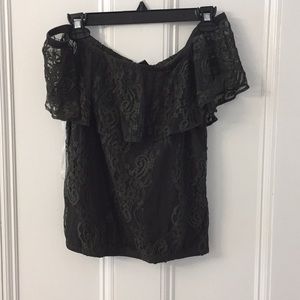 forest green off the shoulder top